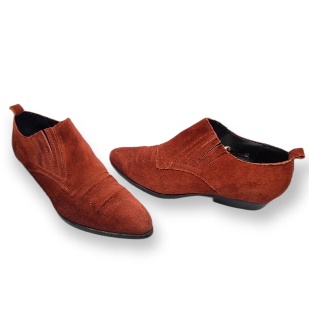 Chilis Western Bootie Red Suede Cowgirl Ankle Boots Women’s Size 6.5 M